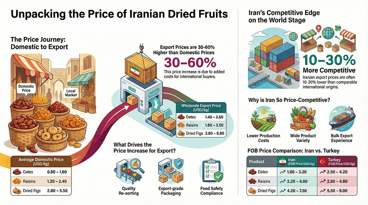 Infographics of Iranian dry fruits