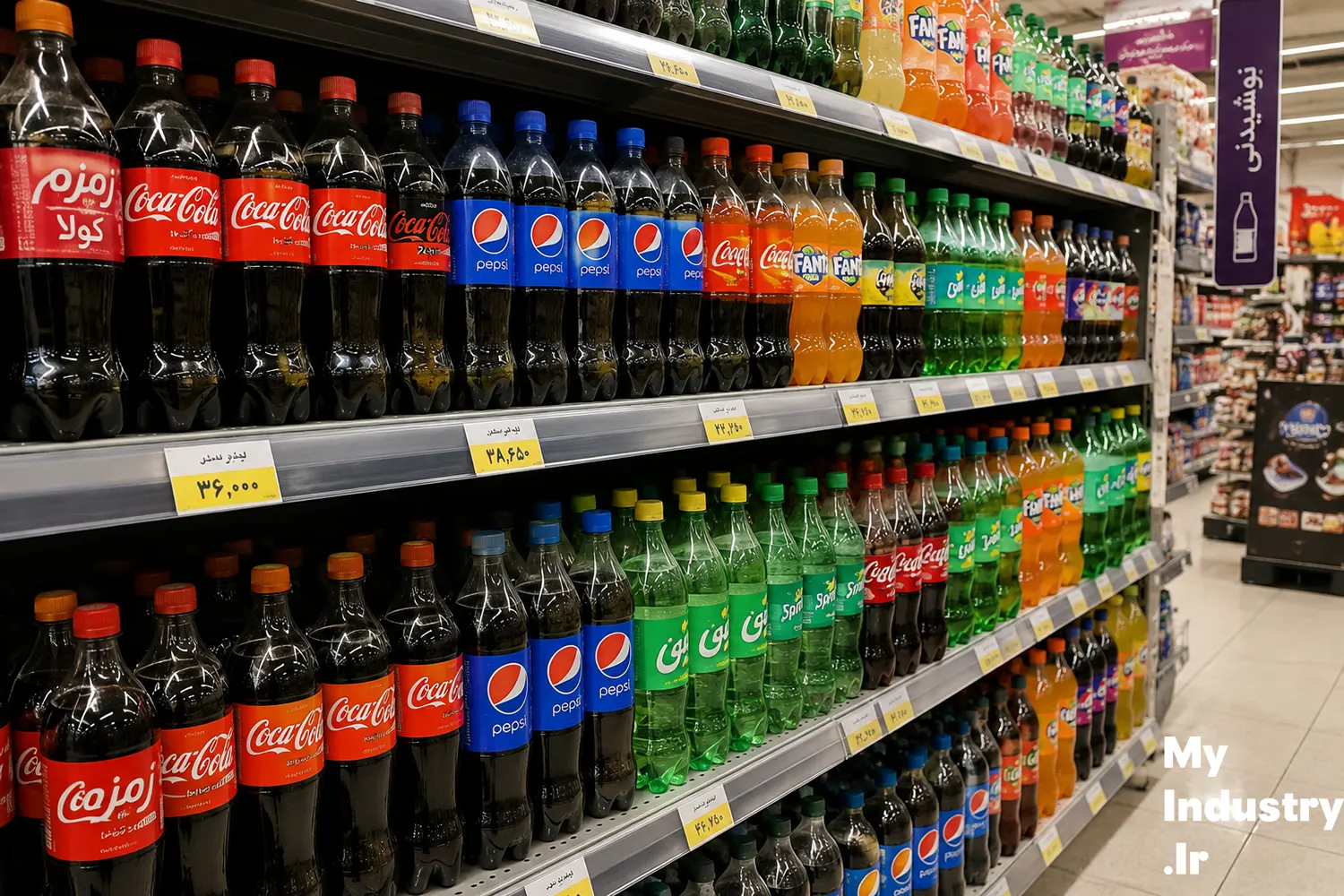 Soft drink prices in an Iranian supermarket including Coca-Cola and Pepsi Soft drink prices in an Iranian supermarket including Coca-Cola and Pepsi
